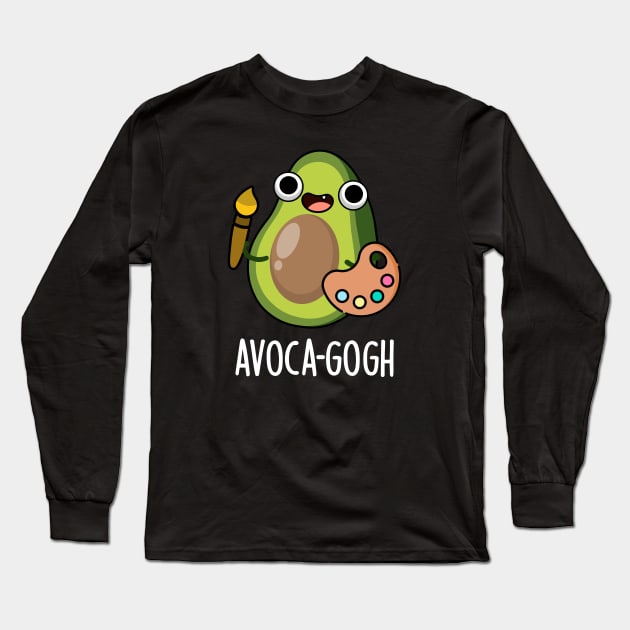 Avoca-gogh Cute Avocado Artist Pun Long Sleeve T-Shirt by punnybone